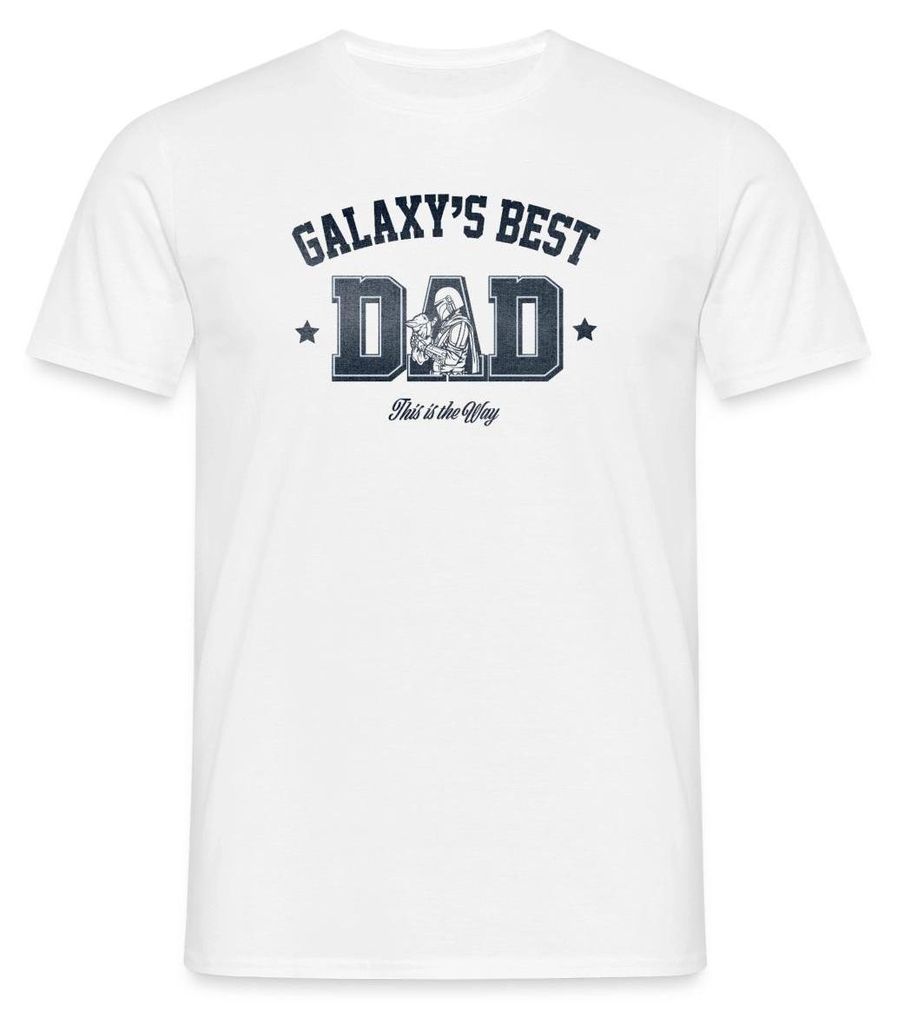 Star Wars: Mandalorian Galaxies Best Dad Motiv Männer T-Shirt, 3XL, Weiß
