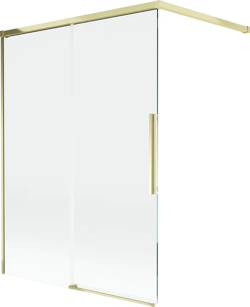 Paroi de douche 120x150 cm en verre trempé avec profilés dorés Rox
