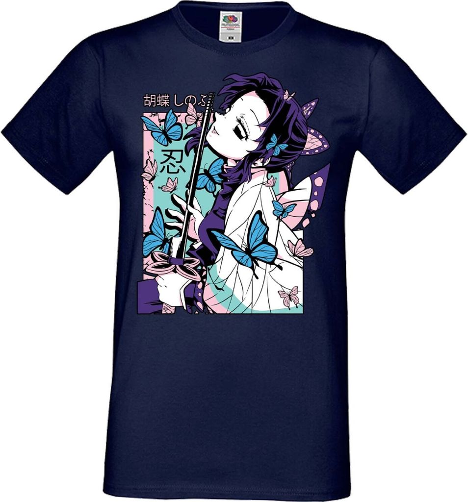 Herren T-Shirt Manga Anime Demon Anime Slayer Shinobu Kocho Shinobu, Man S / Dunkelblau