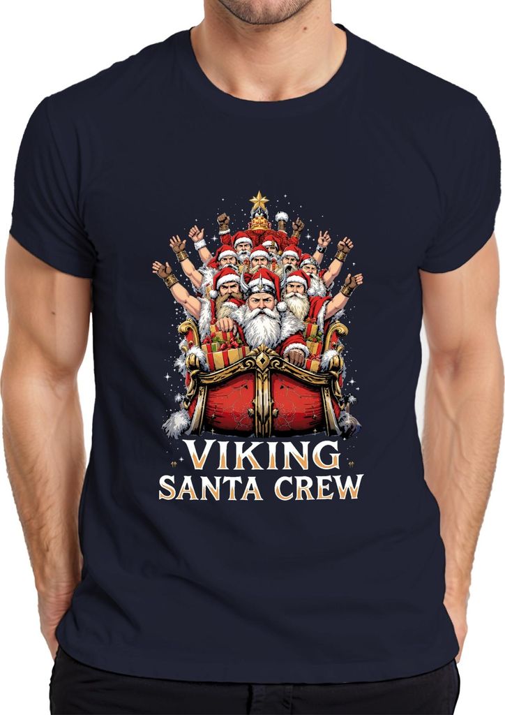 Viking Santa Crew Wikinger Weihnachtsmann Weihnachten Geschenk Herren T-Shirt, Navy, M