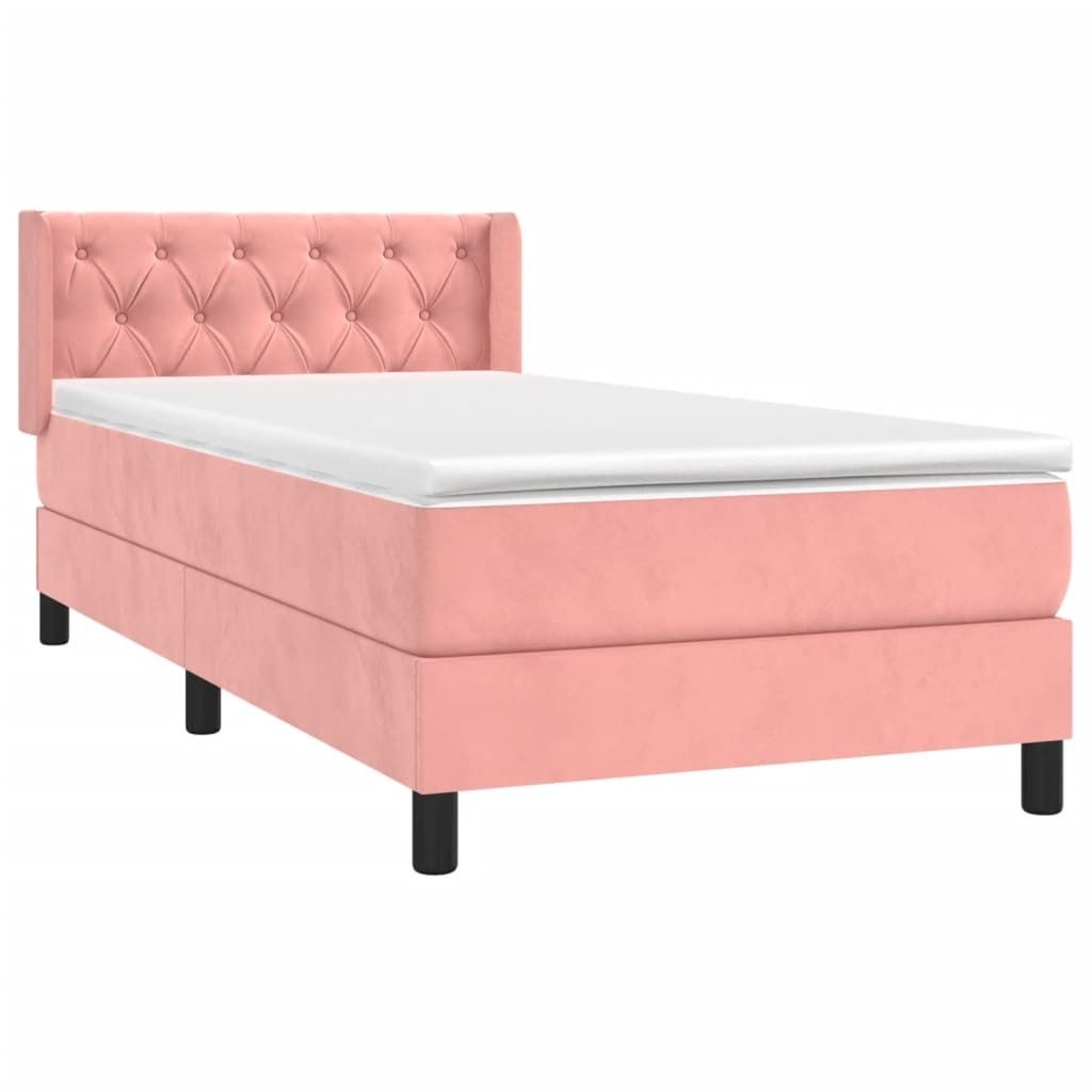 vidaXL Boxspringbett mit Matratze Rosa 80x200 cm Samt