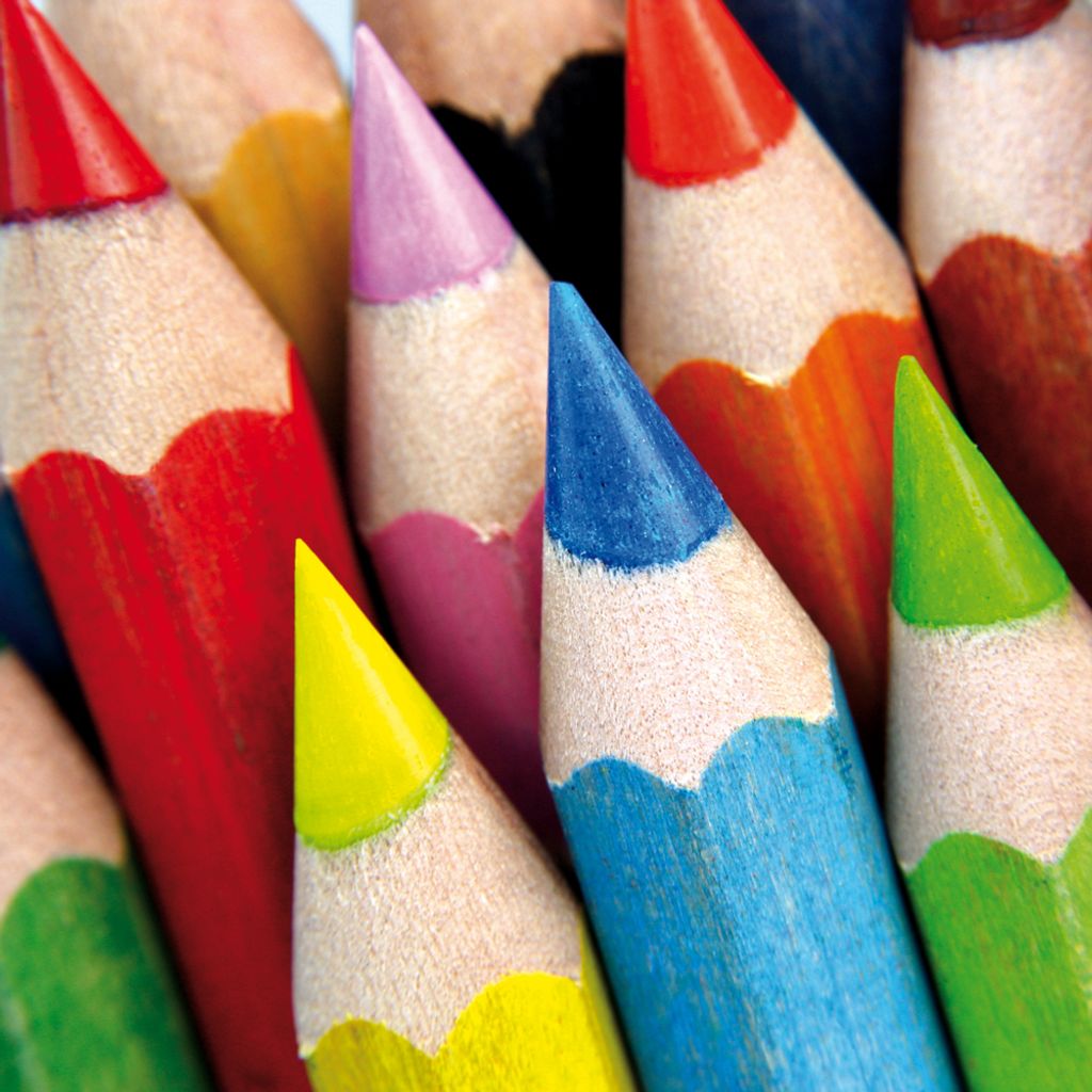 Stifte Kunstdruck Bild - Buntstift-Spitzen, Nahaufnahme (40 x 40 cm)