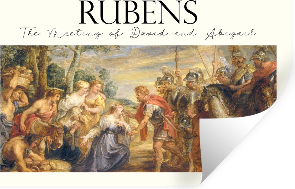 MuchoWow Wandtattoo Wandsticker Wandaufkleber Das Treffen von David und Abigail - Rubens - Alte Meister 90x60 cm Selbstklebend und Repositionierb...