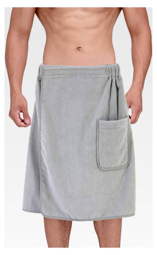 Herren Badetuch mit Klettverschluss - schnelltrocknende Mikrofaser - Grau - Einheitsgröße