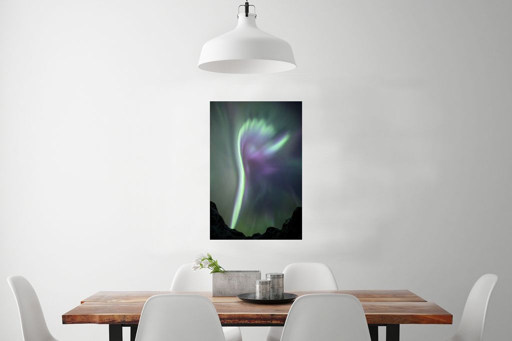 MuchoWow Poster Aurora - Berg - Grün 40x60 cm - Plakate für die Wand - Poster Babyzimmer