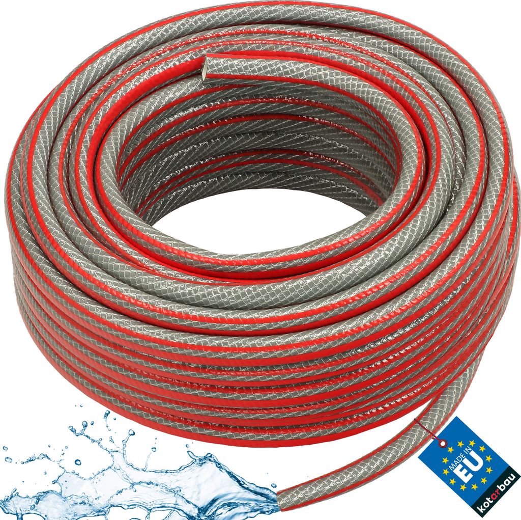 KOTARBAU Gartenschlauch 1/2" 50m 6-lagig Grau Professionell zum Gießen von Pflanzen