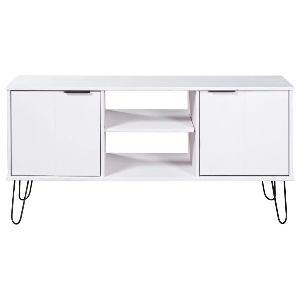 Mobile TV Bianco Legno Massello vidaXL New York | Trasforma il tuo Salotto