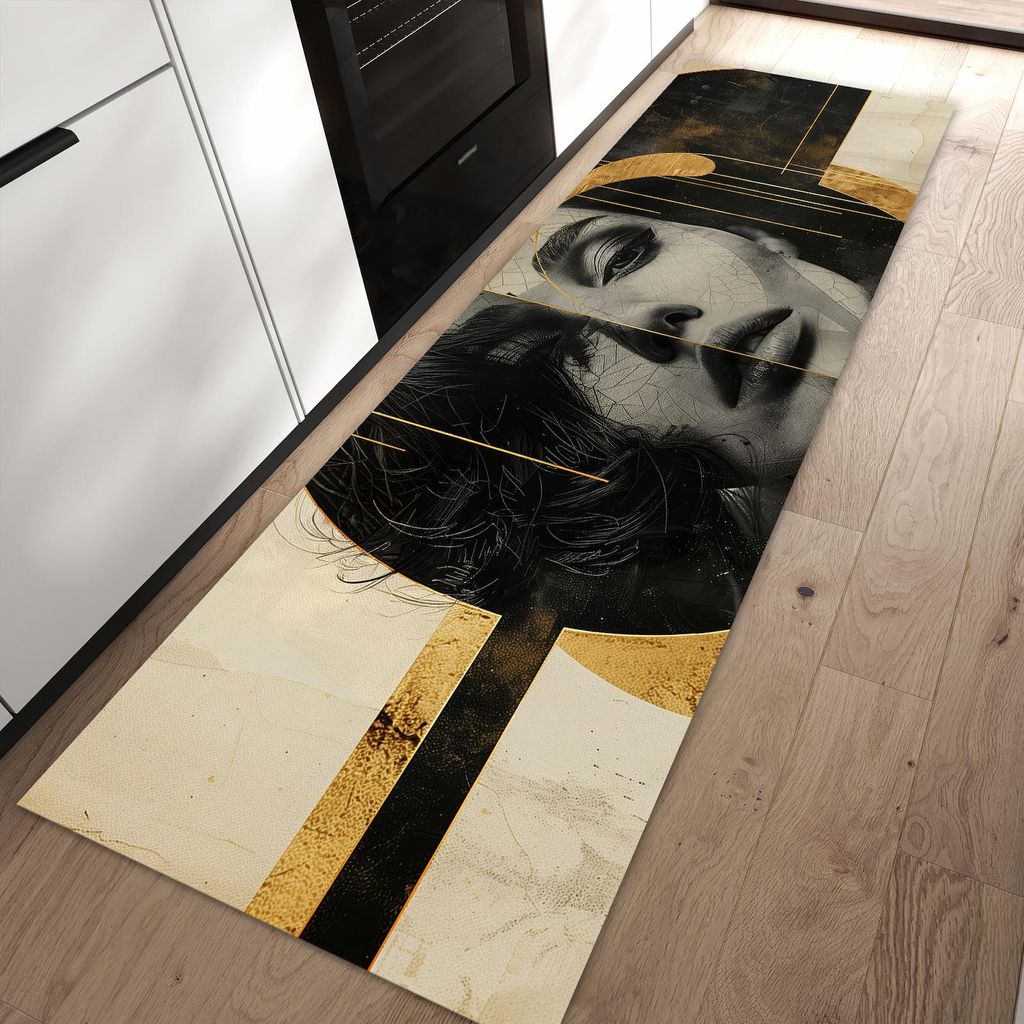 Küchenteppich 60x90cm rutschfest & abwischbar PVC Läufer - Künstlerisches Porträt