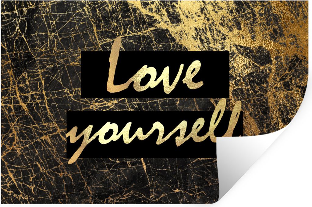 MuchoWow Wandtattoo Wandsticker Wandaufkleber Zitate - Selbstvertrauen - Gold - Schwarz 60x40 cm Selbstklebend und Repositionierbar - Wierderverw...