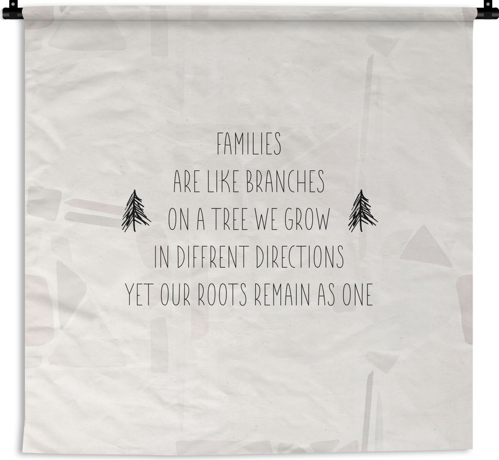 MuchoWow Wandteppich Wandbehang Zitate - Familie - Sprichwörter - Familien sind wie Äste an einem Baum 60x60 cm Tapisserie Dekoration Wandtuch ...