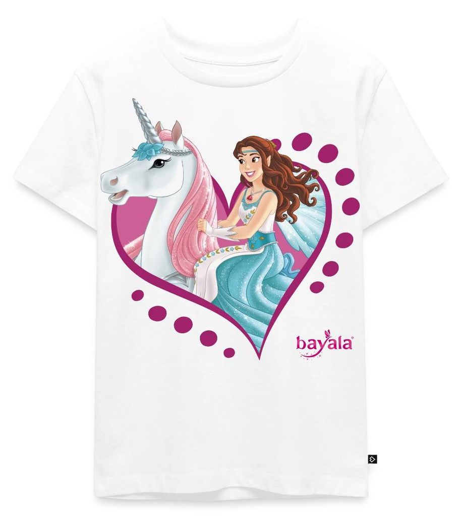 Spreadshirt Schleich Bayala Elfe Eyela Und Ihr Einhorn Kinder Premium T-Shirt, 122/128 (6 Jahre), Weiß