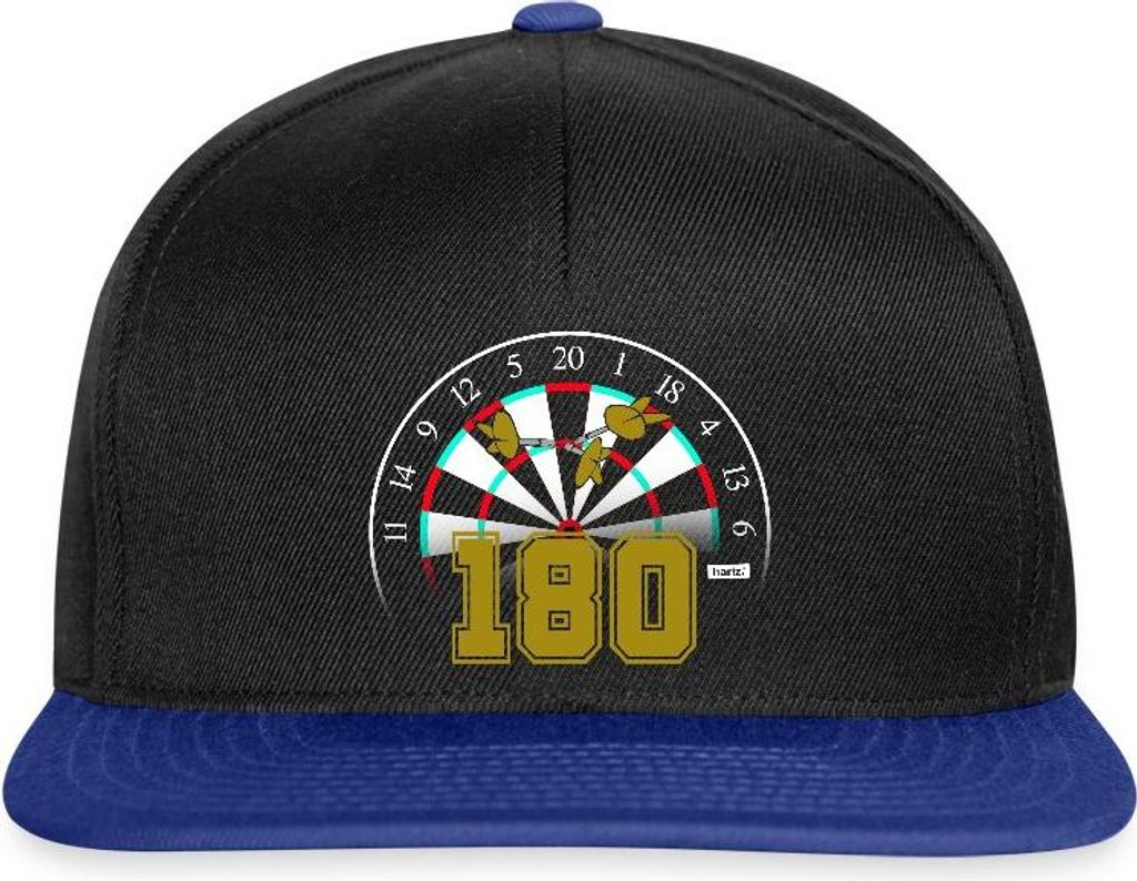 Spreadshirt 180 Dart Geschenk Darts Geschenk Für Dartspieler Fan Hariz Snapback Cap, One size, Schwarz/Königsblau