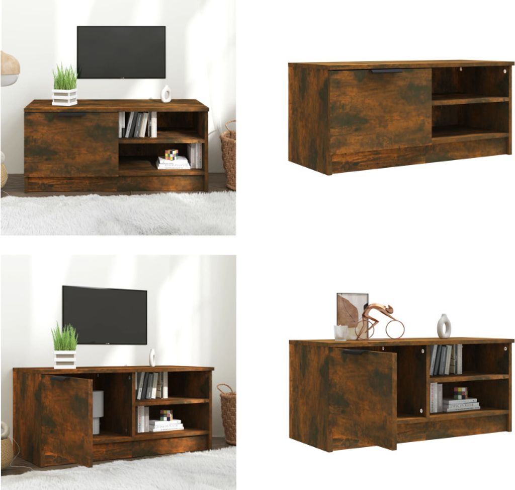 vidaXL TV Schrank Räuchereiche 80x35x36,5 cm Holzwerkstoff - TV-Schrank - TV-Schränke - TV-Ständer - TV-Möbel