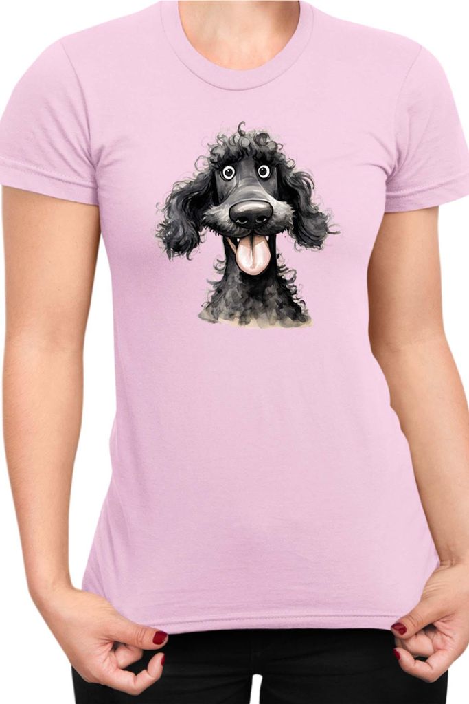 Damen T-Shirt Funny Dogs Breeds Standard Poodle Dog Breed 020, Lady XL / Hellrosa