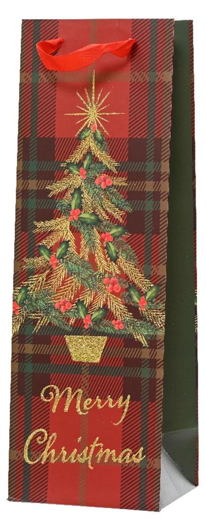 Dárková  taška XMAS TREE, 10x12x36 cm, červená, KSD Obrázok produktu 