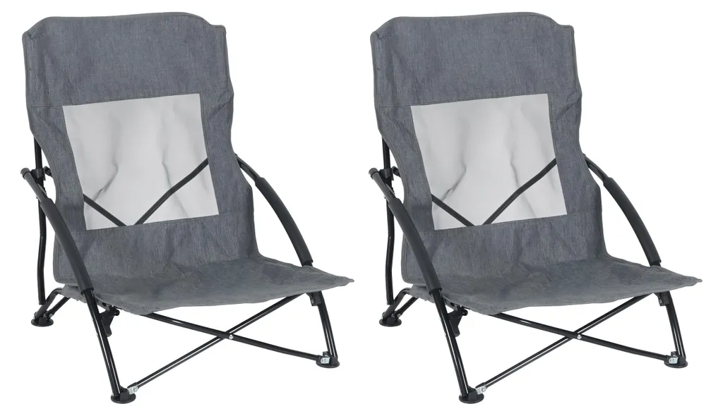 Relaxdays chaise de plage pliante en acier et textile, lot de 2 robustes