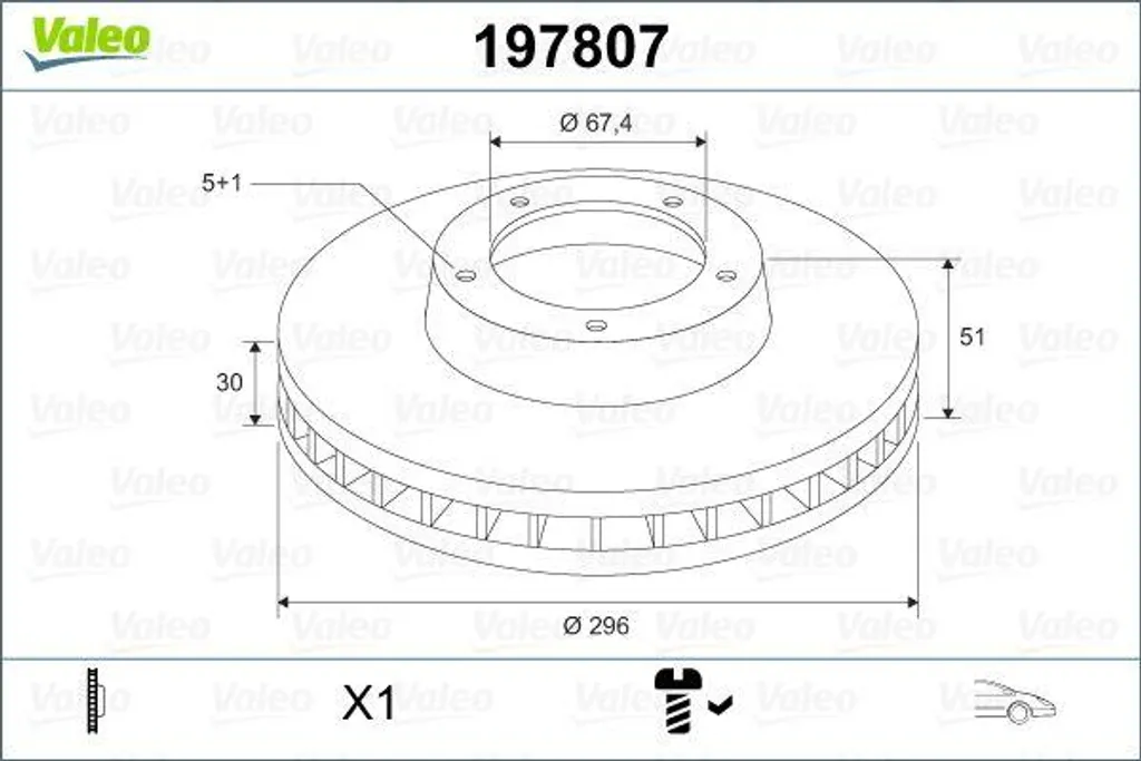 Disque de frein Valeo 197807 OE 13501319 pour Opel Insignia & Malibu