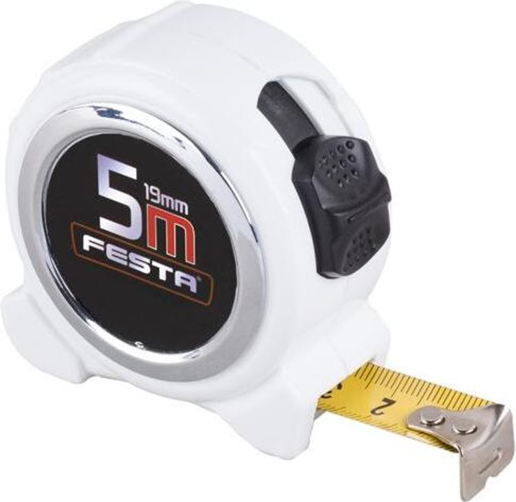 Rollmeter Festa 5 m x 19 mm, weiß / Verpackung 1 Stk. Produktbild 