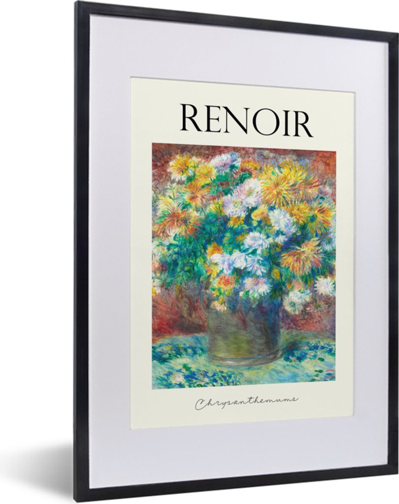 MuchoWow Gerahmtes Poster Kunst - Renoir - Blumen 30x40 cm - Poster mit Schwarzem Bilderrahmen Wandposter Rahmen Foto Bilder - Wandposter Schlafz...