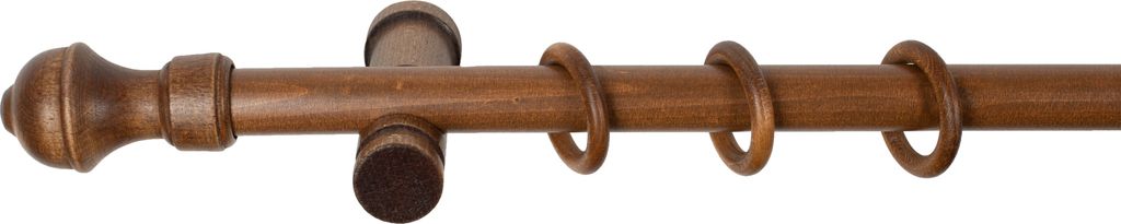 SN Deco - Stilgarnitur Gardinenstange Vorhangstange Ares, Holz, moderner Träger, 28 mm, 1-Lauf, Komplettset mit Ringen, Farbe Walnuss, 420 cm (3x1...