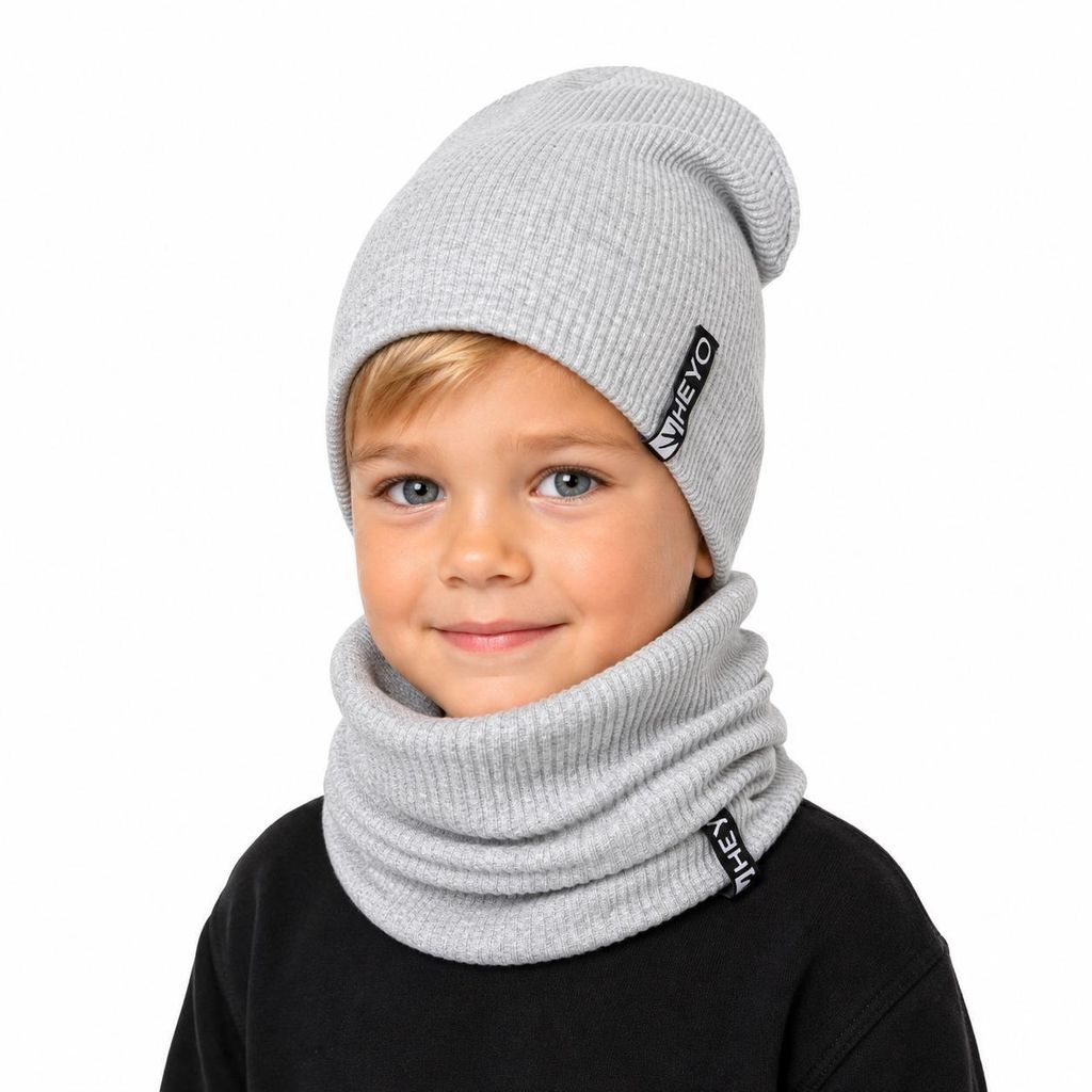 HEYO Kinder Beanie Mütze und Schlauchschal Set aus Produktbild 