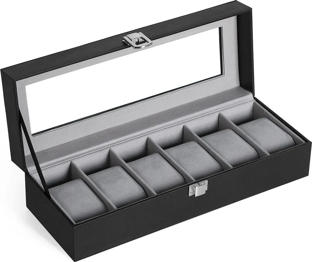 Scatola Porta Orologi 6 Posti in Legno - Custodia Luxury Rettangolare