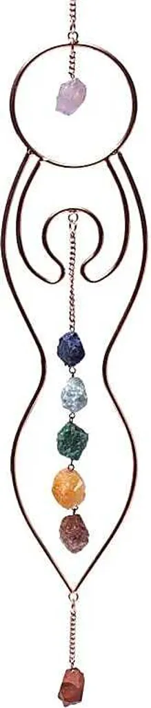 Suspension de Fenêtre Chakra et Lune en Cristal Arc-en-Ciel - 47x8 cm