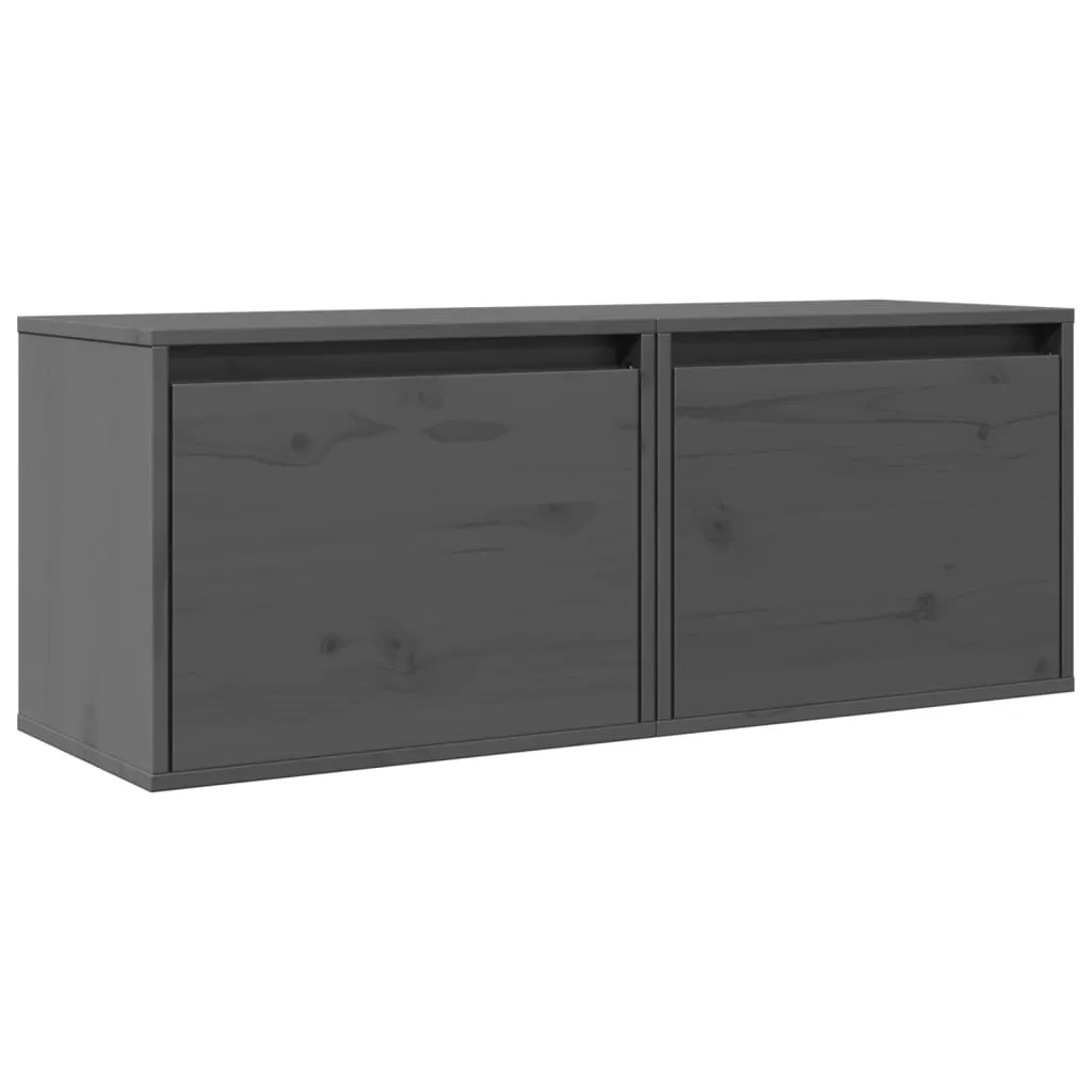 Set 2 Armadietti Pensili VidaXL Grigio 45x30x35 cm Legno Massello