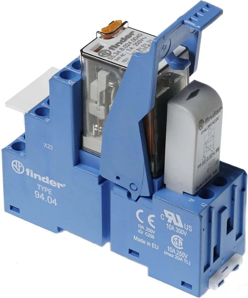 Relais électromagnétique Finder 58.34 4 inverseurs 7A 230V AC Gris