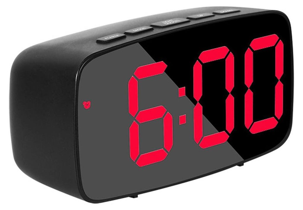 Digitaler Wecker, LED-Wecker, kleine Uhr mit Schlummerfunktion, einstellbare Helligkeit, Arbeitstagsmodus, 2 Leistungsmodi (rot)