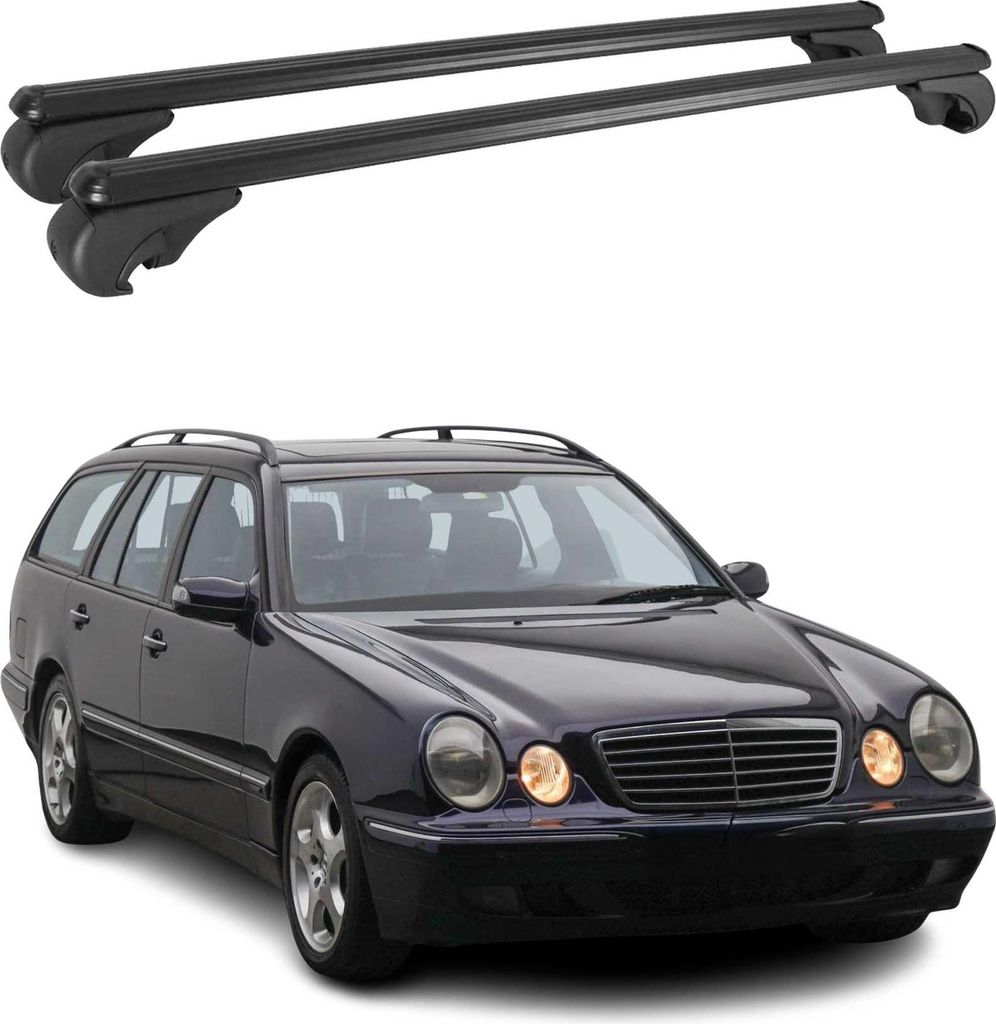 Dachträger für Mercedes E Klasse S210 1996-2003 Gepäckträger Alu Schwarz 2x