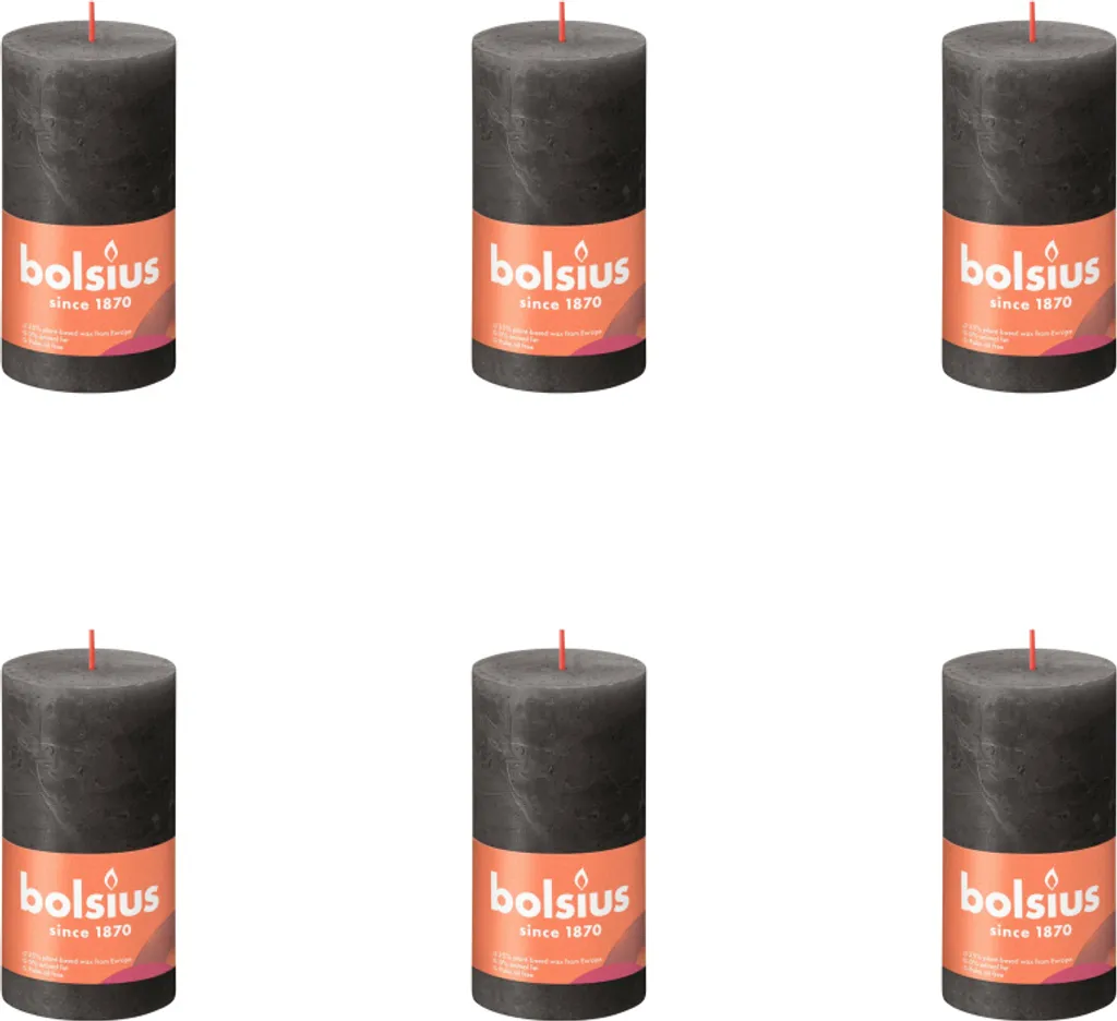 Bolsius Candela Rustica 130/68 Grigio Tempesta | Offerta Stock 6 pz