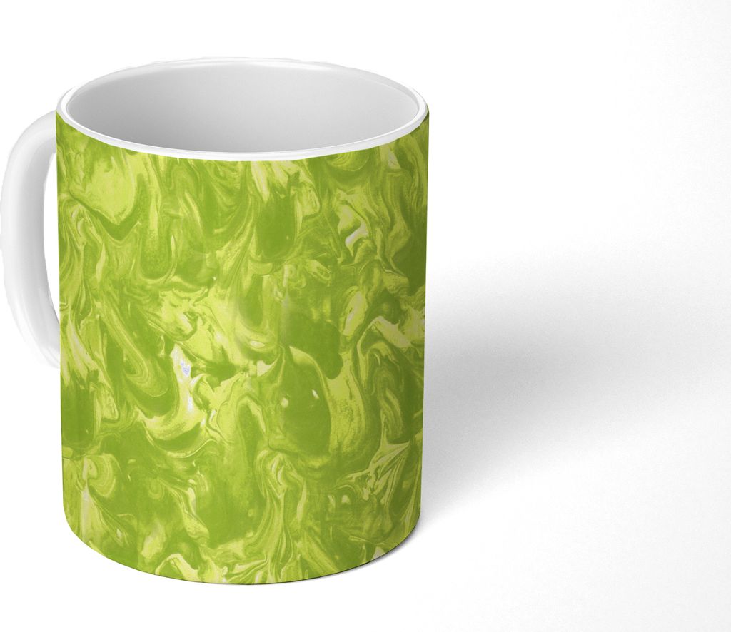 MuchoWow Tasse Kaffeetasse Kaffeebecher 350 ml Grün - Marmor - Farbe - Design Teetasse - Fototasse - Becher - Keramikbecher - Teebecher - Kaffee...
