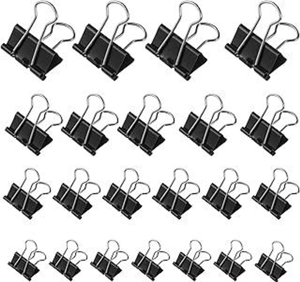 90 Stück Foldback Klammern, 15mm/19mm/25mm/32mm Foldbackklammer Klein Mini Papierklammern Büroklammern Metall Binder Clips Vielzweckklammern für...