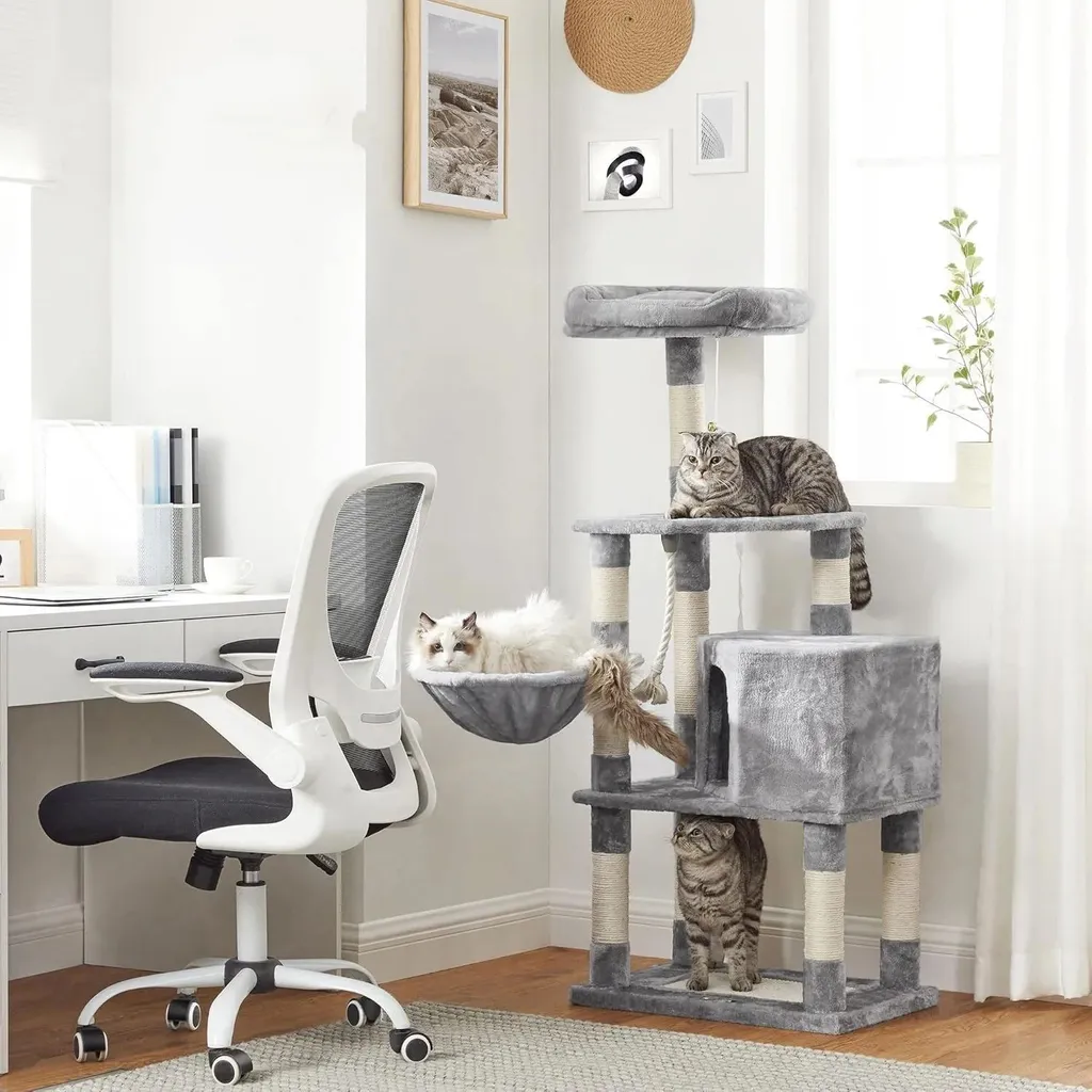 Arbre à chat 5 niveaux gris avec structure renforcée haute qualité - 7