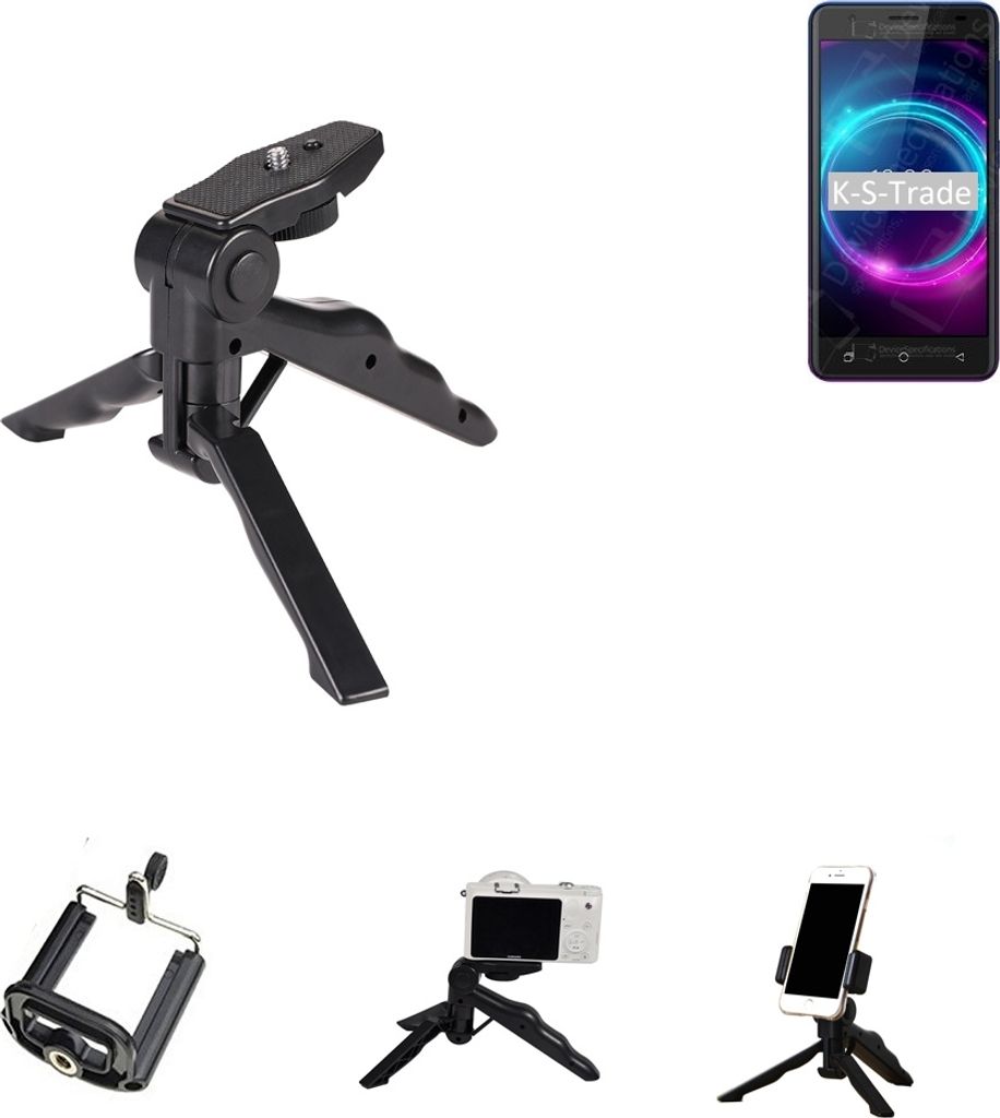 K-S-Trade Stativ Tisch-Ständer Dreibein Handy-Stativ Ständer kompatibel mit BQ Mobile BQ-5046L Choice LTE Mini-Stativ Smartphone Tripod Handy-Stativ