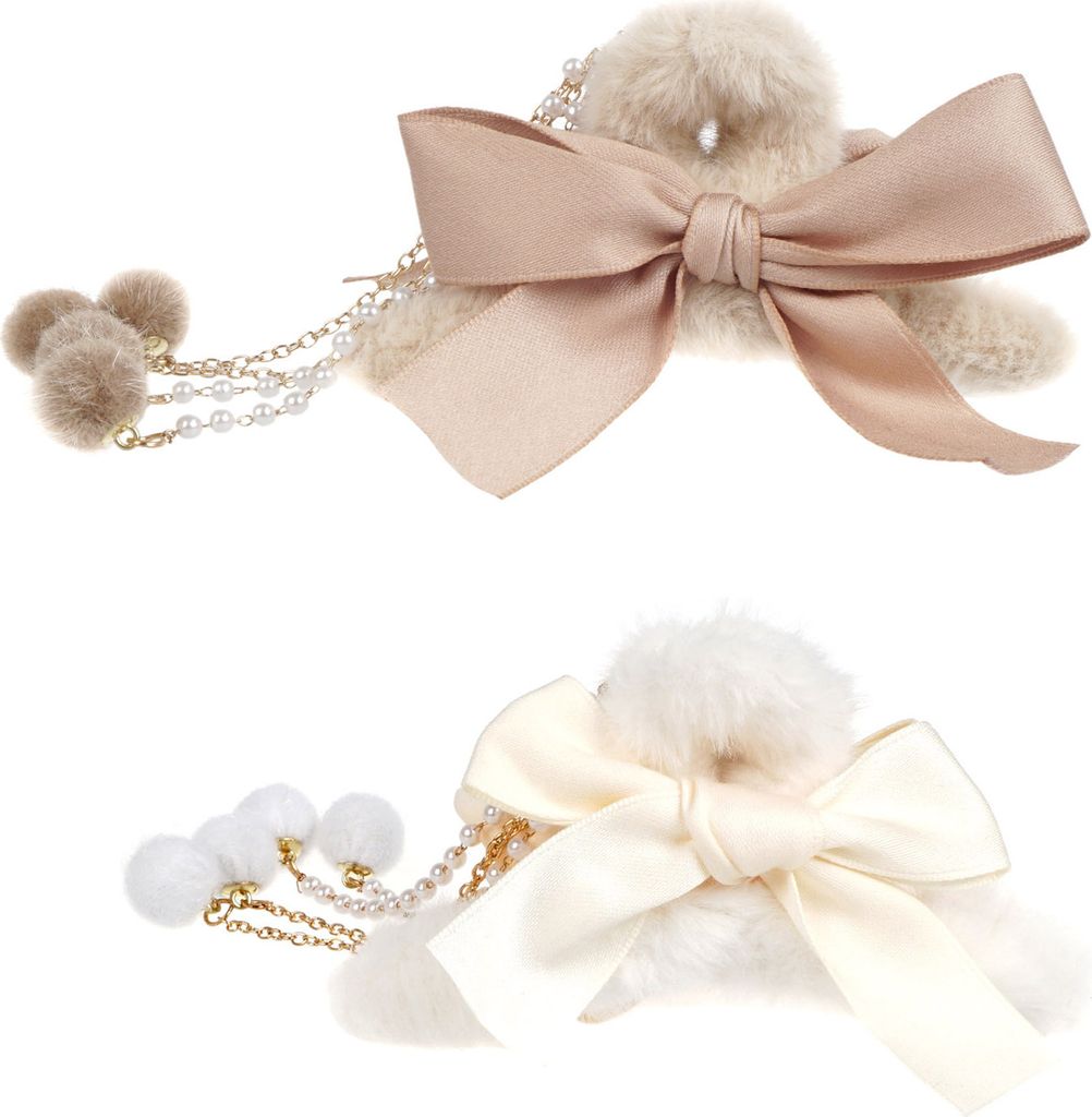 Elegantes Plüsch Haarklammer Set | 2 Stück große Haarspange Produktbild 