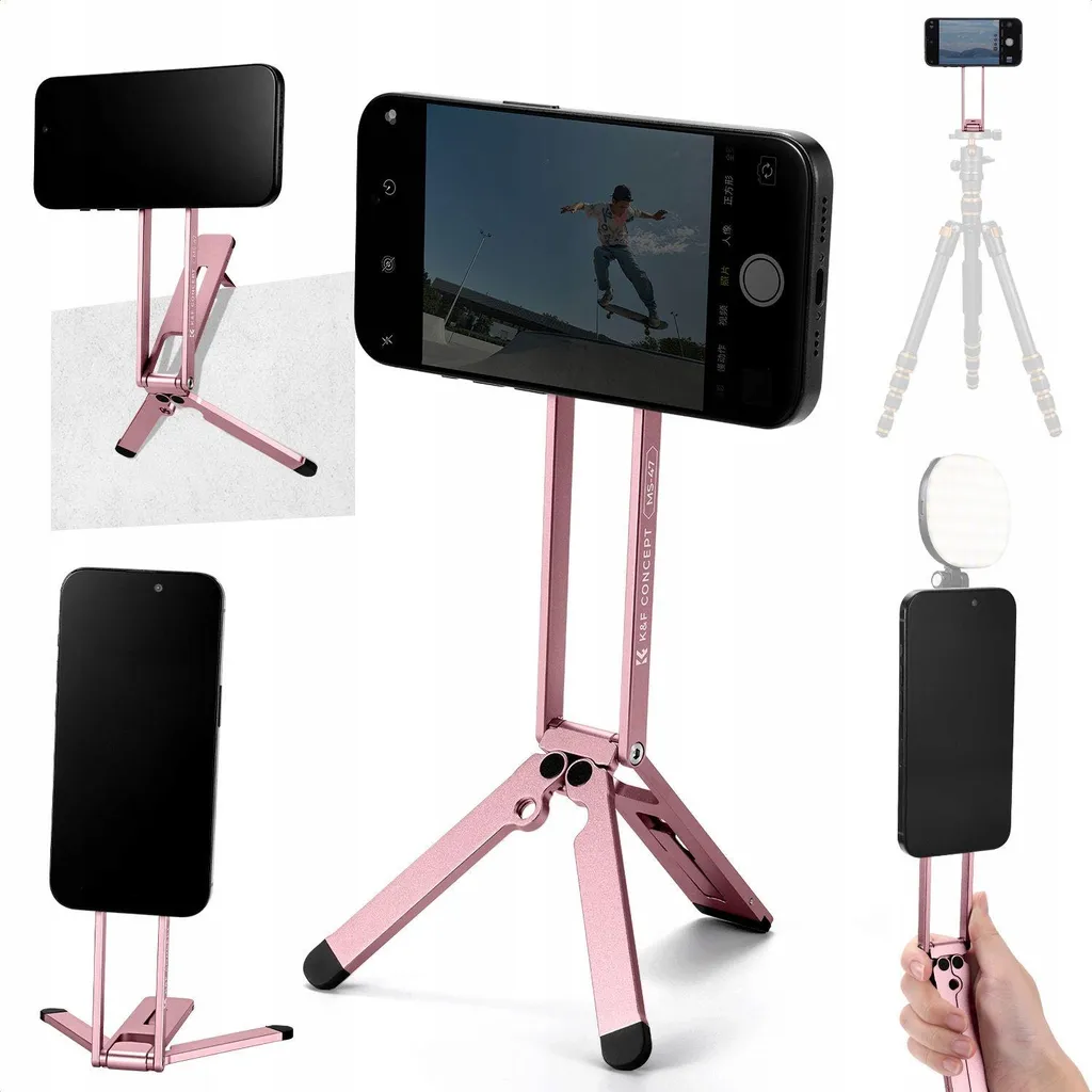 Mini Trépied Vlog 3 en 1 MagSafe Rose pour Smartphone iPhone KF Mag