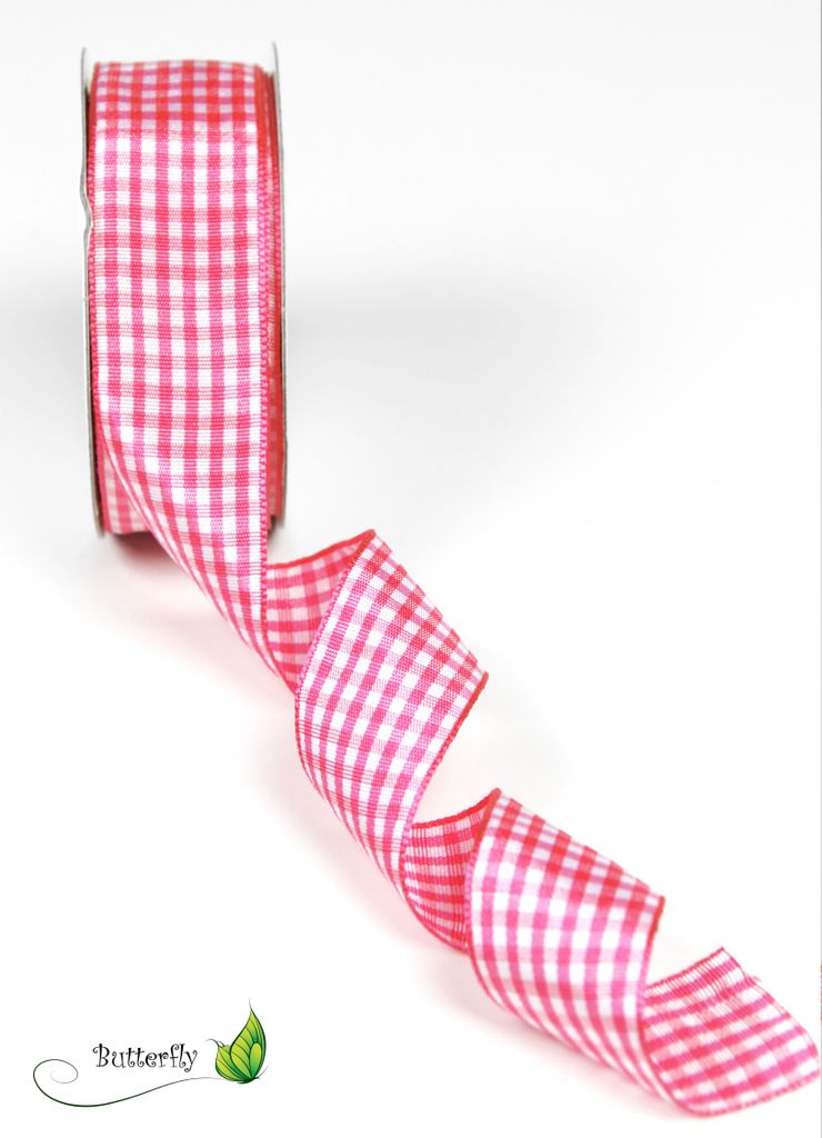 Karoband 25mm, 10 Meter, Farbe:rosa 156