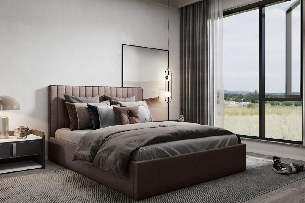 Kaiser Möbel Polsterbett 180x200 mit bettkasten und Öffnung öffnen SYLT Braun