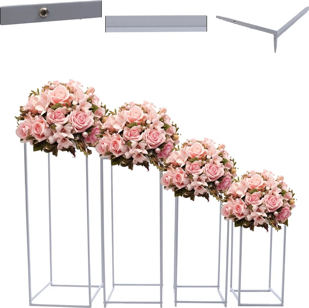 Présentoir de fleurs stable en métal blanc anti-basculement