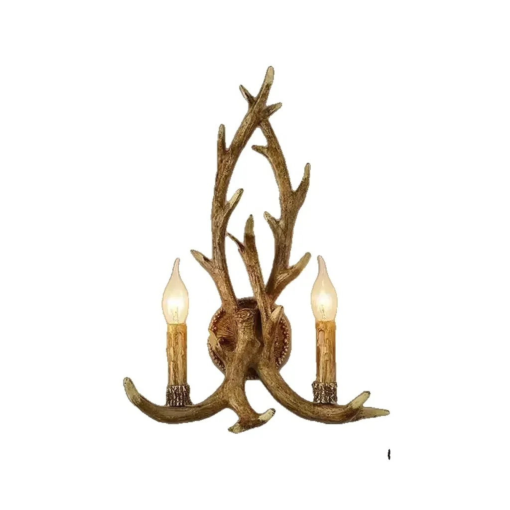 Applique murale LED bois de cerf lumière chaude B3039 finition bois
