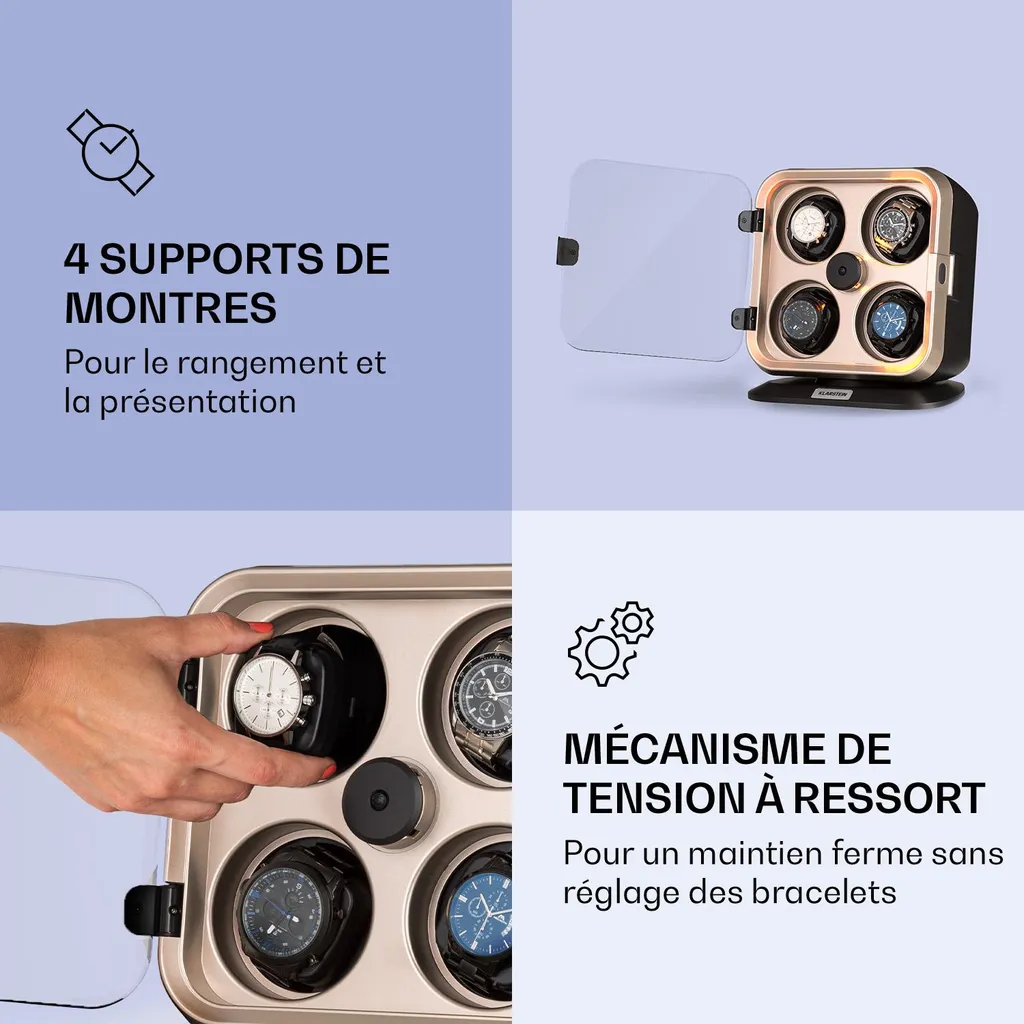 Remontoir Montre Automatique à Moteur Silencieux et 3 Modes Rotation