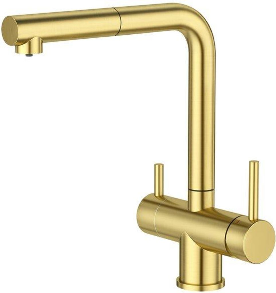 Drei-Wege-Küchenarmatur mit Dusche, 360-Grad-drehbare Küchenarmatur, dreistufige Mischarmatur, Wasserhahn mit zwei Griffen, 3-in-1 Spülbeckenarm...