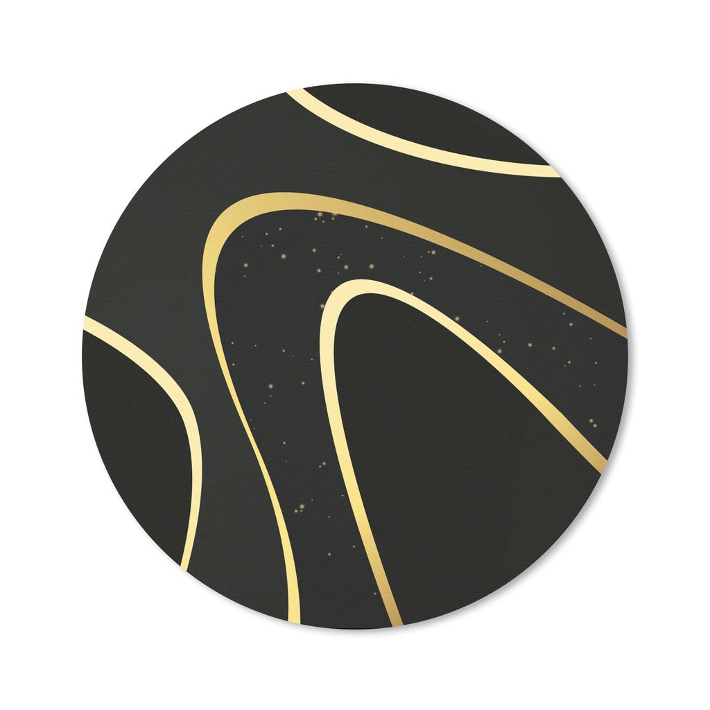 MuchoWow Mauspad Mousepad Goldene Wellen auf schwarzem Hintergrund 50x50 cm - Mousepads - Maus Mat - Pad - Mausunterlage - Vinyl