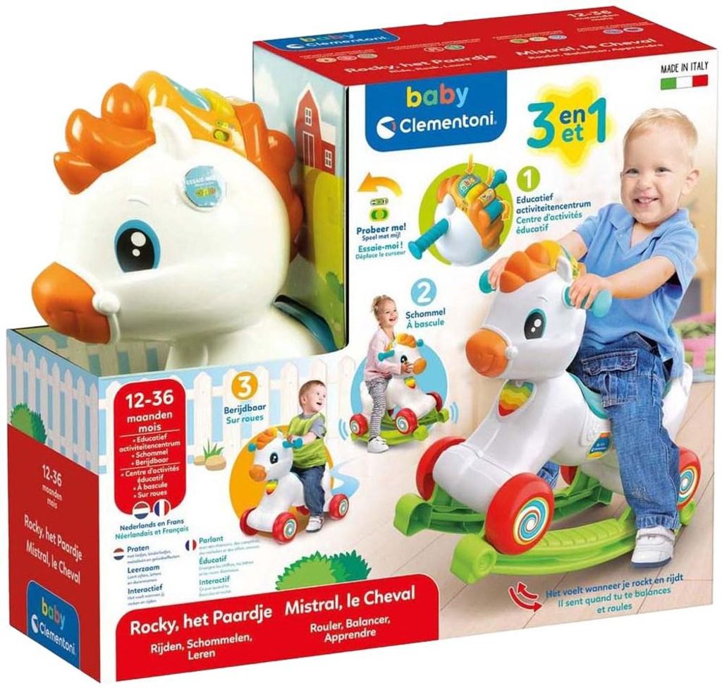 Clementoni Schaukelpferd interaktives Spielzeugpferd 3-in-1 Produktbild 