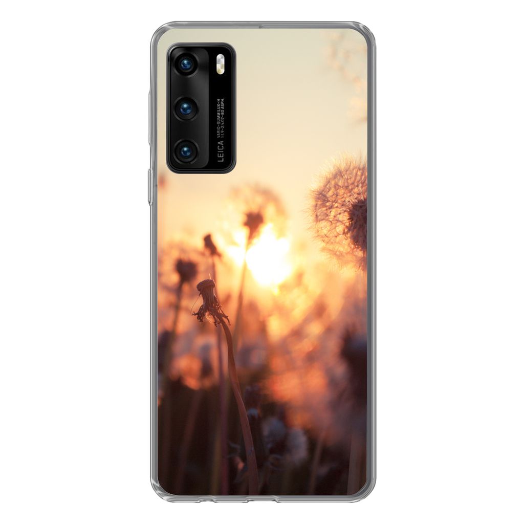MuchoWow Handyhülle Schutzhülle Hülle für Huawei P40 Löwenzahn - Sonnenuntergang - Frühling Silikon Softcase Handy Hülle - Handytasche