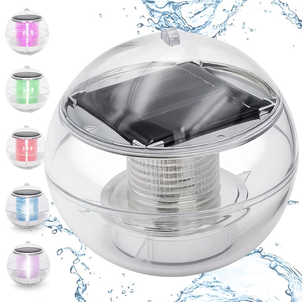 Solar Poolleuchte Schwimmleuchte LED Kugelleuchte RGB 11 cm Schwimmende Solarlampe für Pool Teich Jacuzzi Garten