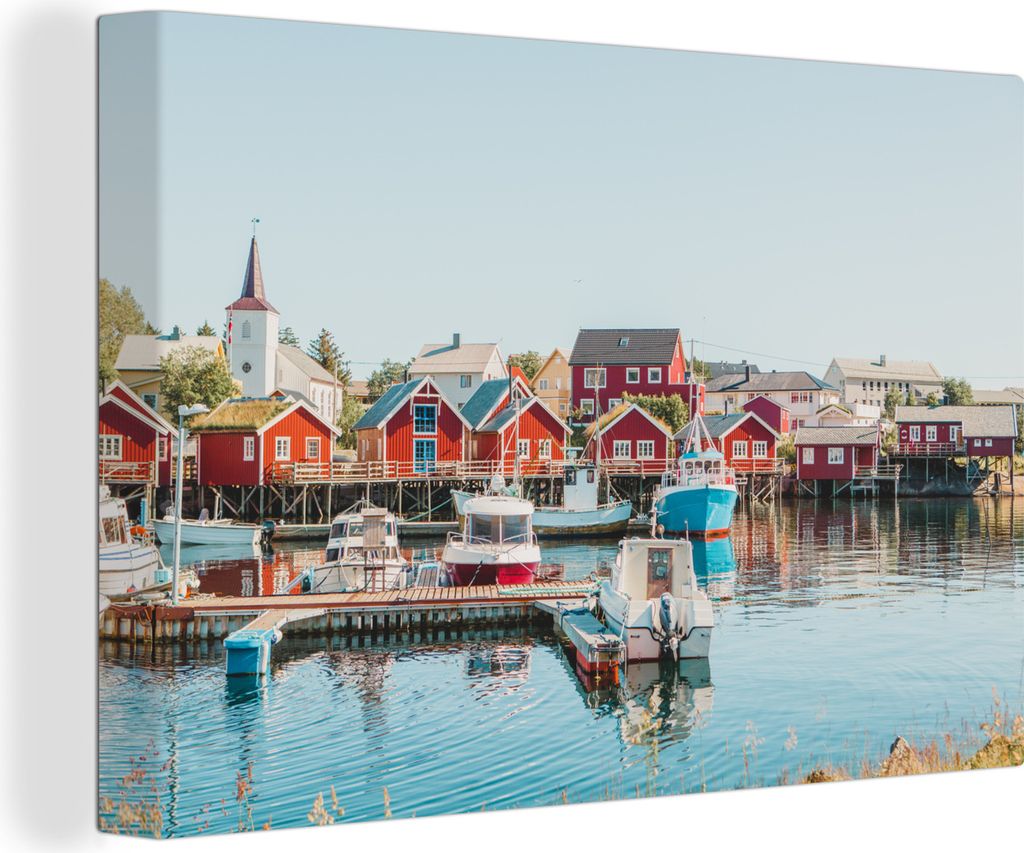 MuchoWow - Leinwandbilder - Lofoten in Norwegen, Wandbild, Wanddeko Bilder Wohnzimmer, 60x40 cm