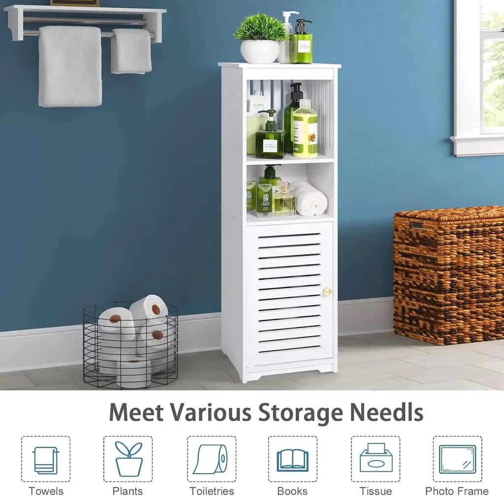 Meuble WC plastique imperméable blanc 80cm de haut avec porte papier - 4